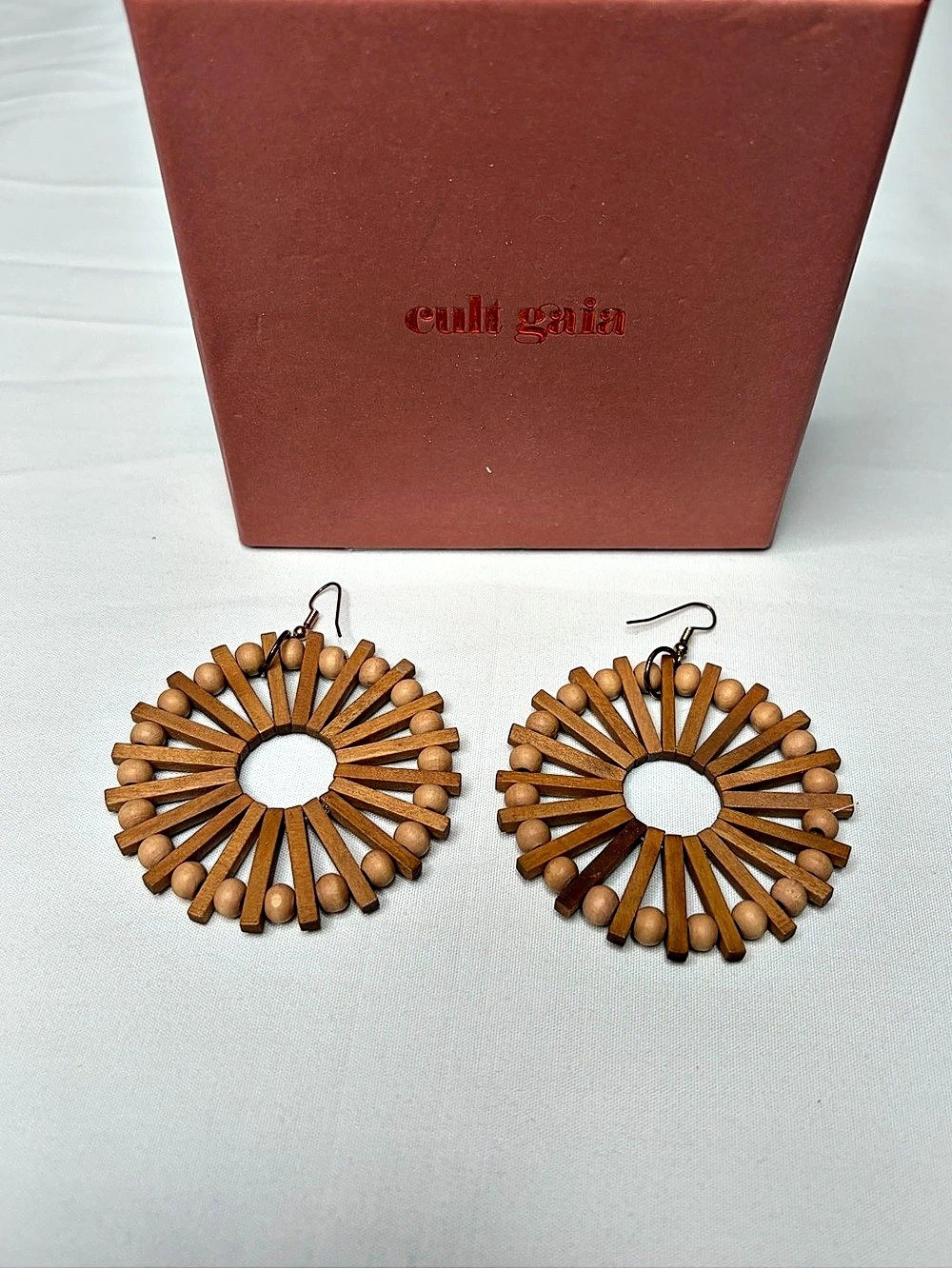 cult gaia Sira Earring Wood Beaded Statement Earrings